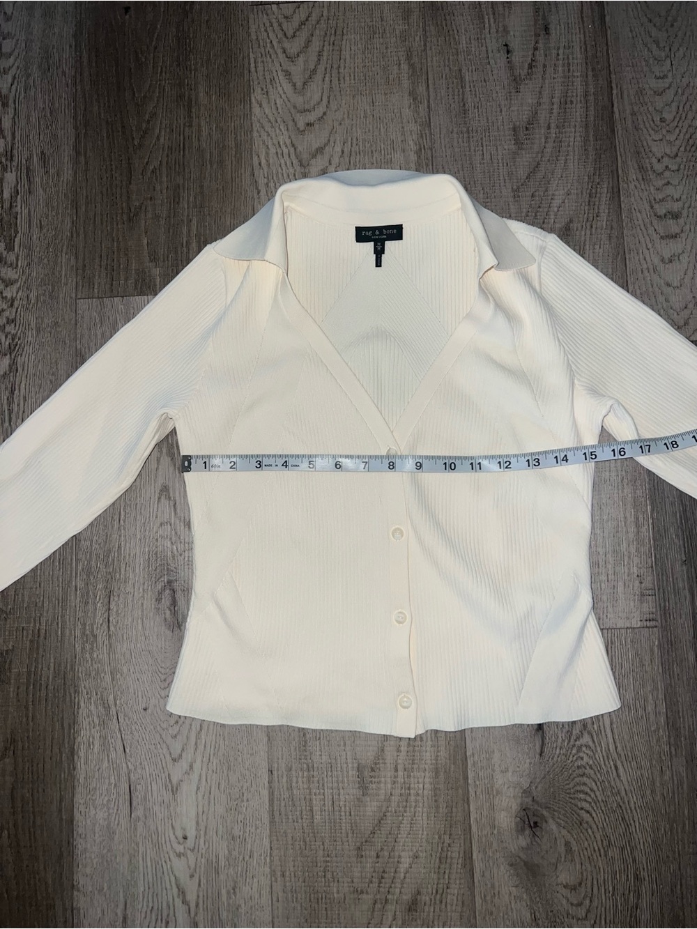 rag & bone Cream Ribbed Button-Down Collared Top nwot - Picture 8 of 11